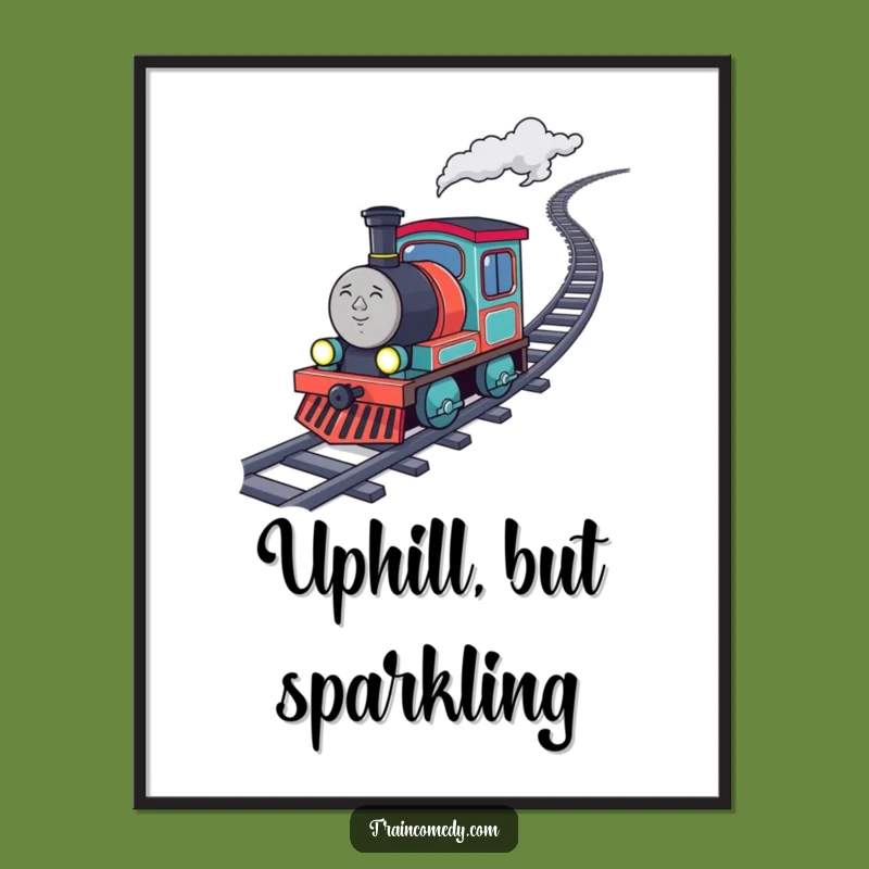 Funny Determined Train Poster - Inspiring Uphill Journey Art Print