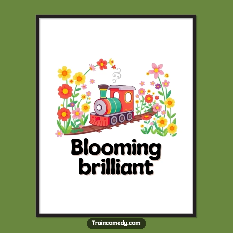 Funny Flower Tunnel Train Poster: Vibrant Art, Happy Journey, Decor Gift