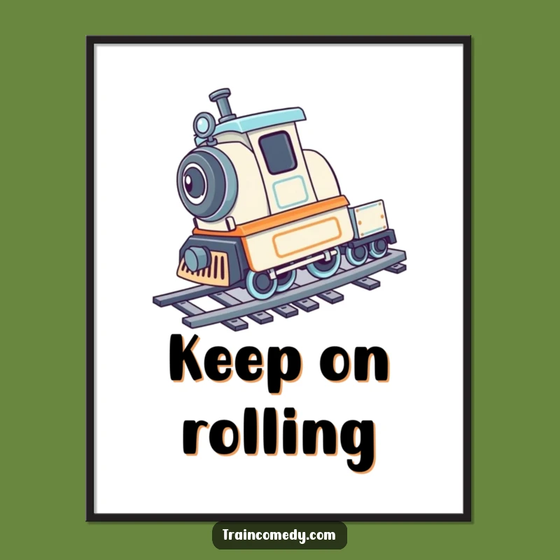Funny Train Cartwheel Poster: Dynamic Action Art and Playful Wall Decor Gift