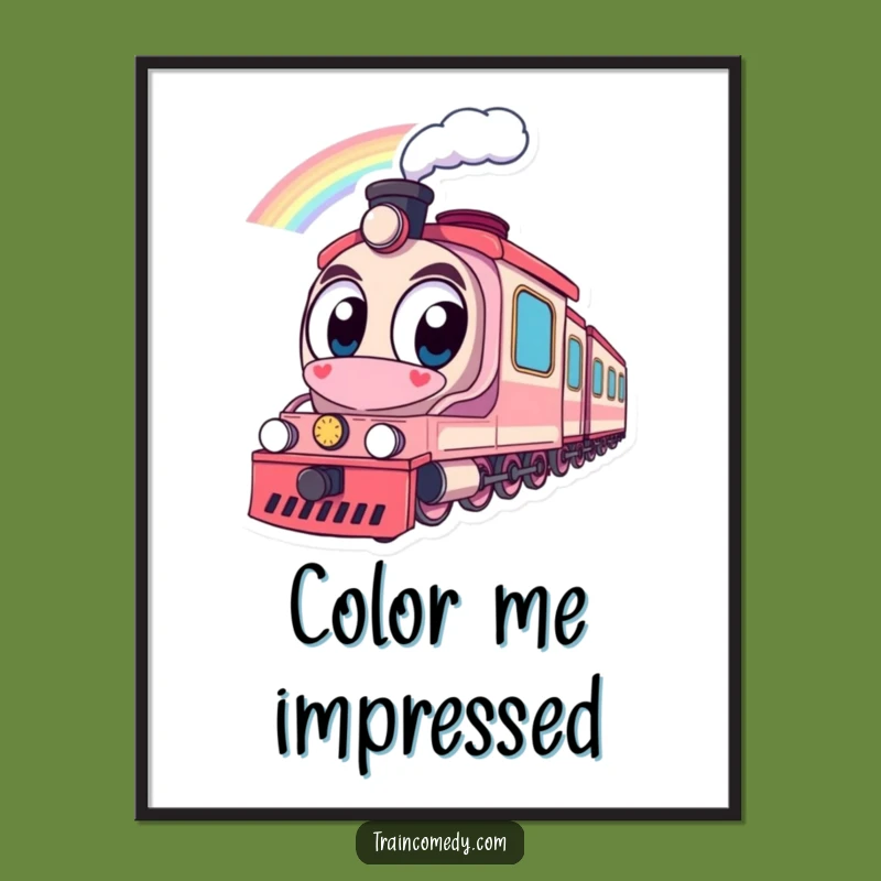 Funny Train Rainbow Wall Art: Large Eyes, Big Dreams, Hilarious Decor Gift