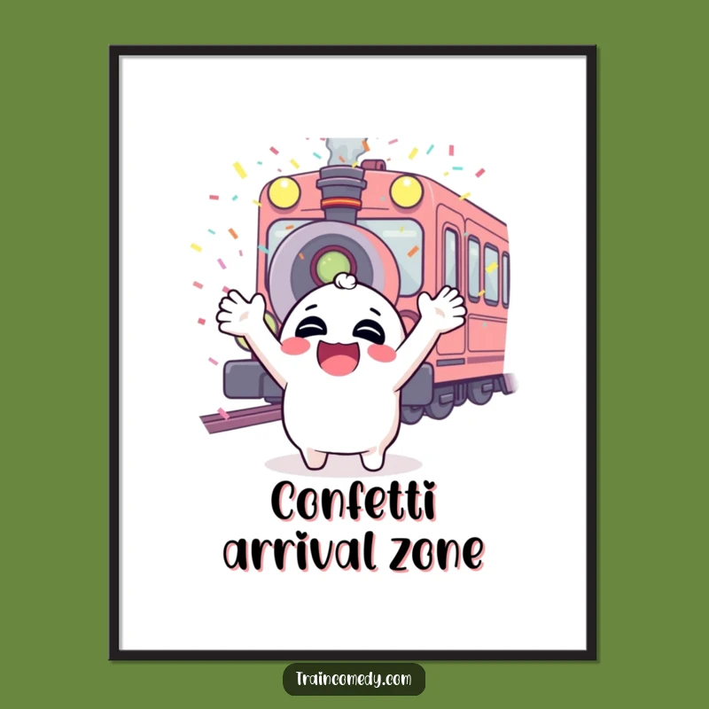 Funny Wall Art: Giggling Train Character, Confetti Shower, Perfect Funny Gift Decor