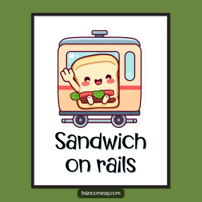 Funny Sandwich Train Poster Whimsical Wall Art for a Cheerful Space