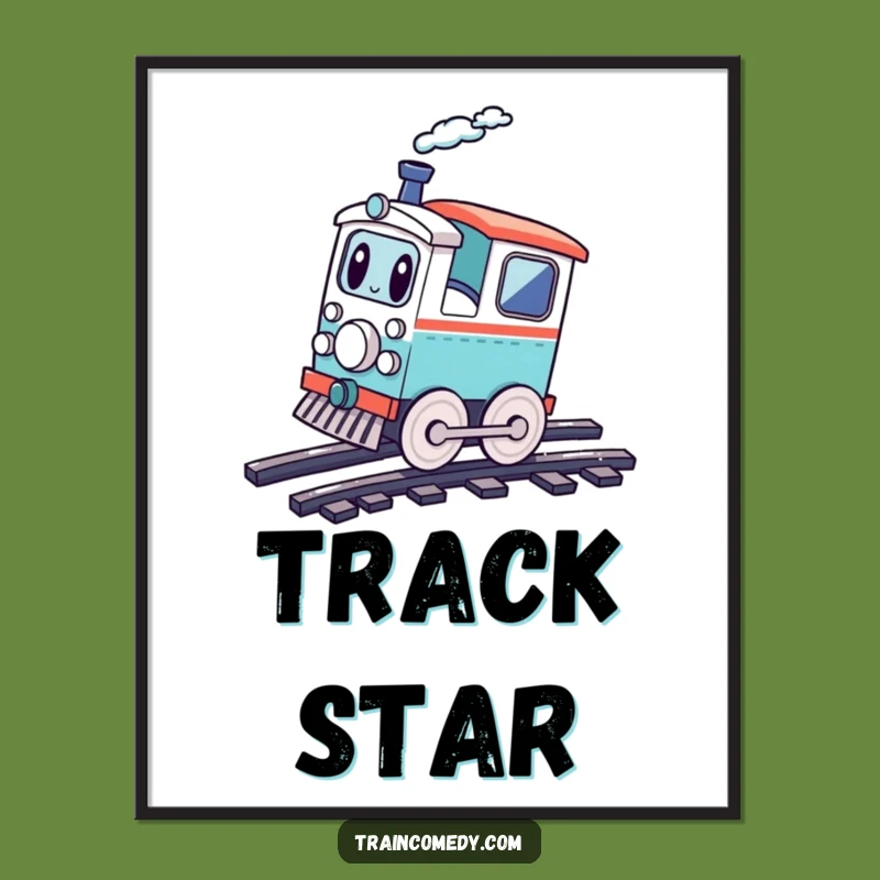 Funny Kawaii Train Cartwheel Poster - Dynamic Art for Playful Spaces!