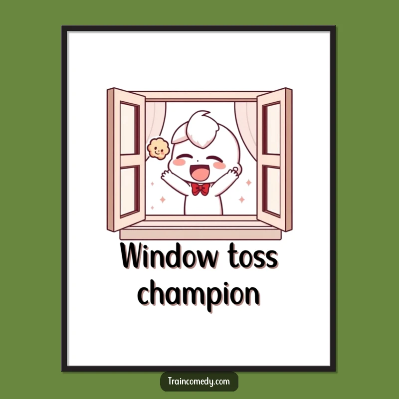 Funny Giggling Plush Toss Poster: Whimsical Wall Art for Playful Spaces