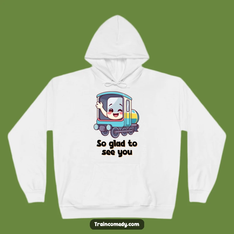 Cozy Funny Waving Train Hoodie - Warm Locomotive Comfort Gift