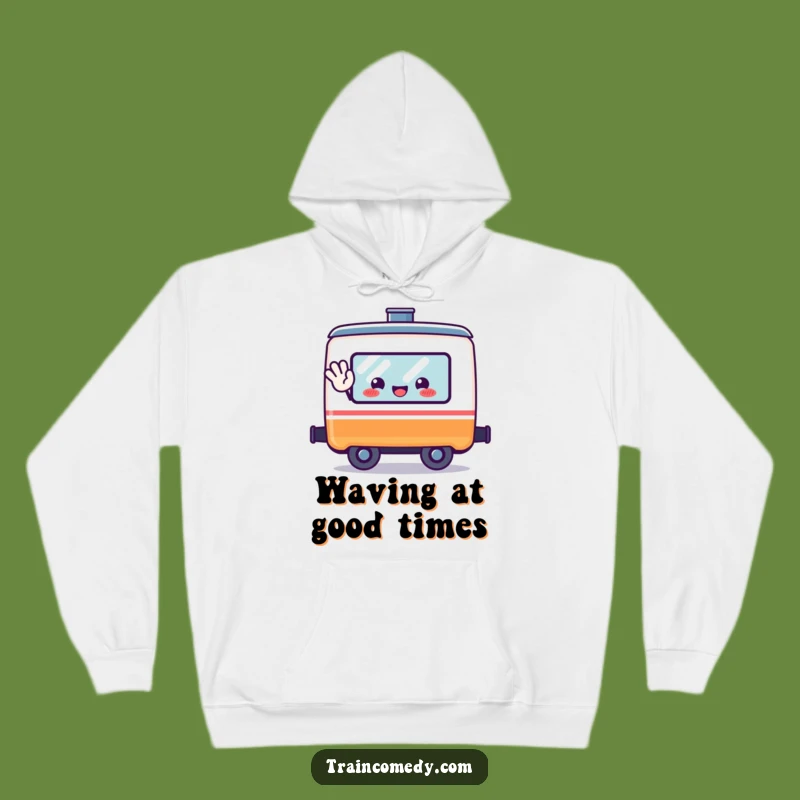 Funny Happy Train Car Hoodie - Kawaii Cozy Waving Companion