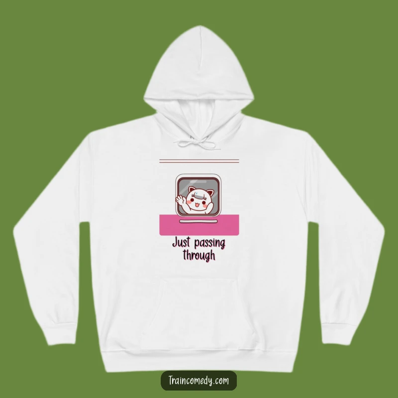 Funny Kawaii Train Hoodie: Cozy waving character sweatshirt, a perfect funny gift for warmth.