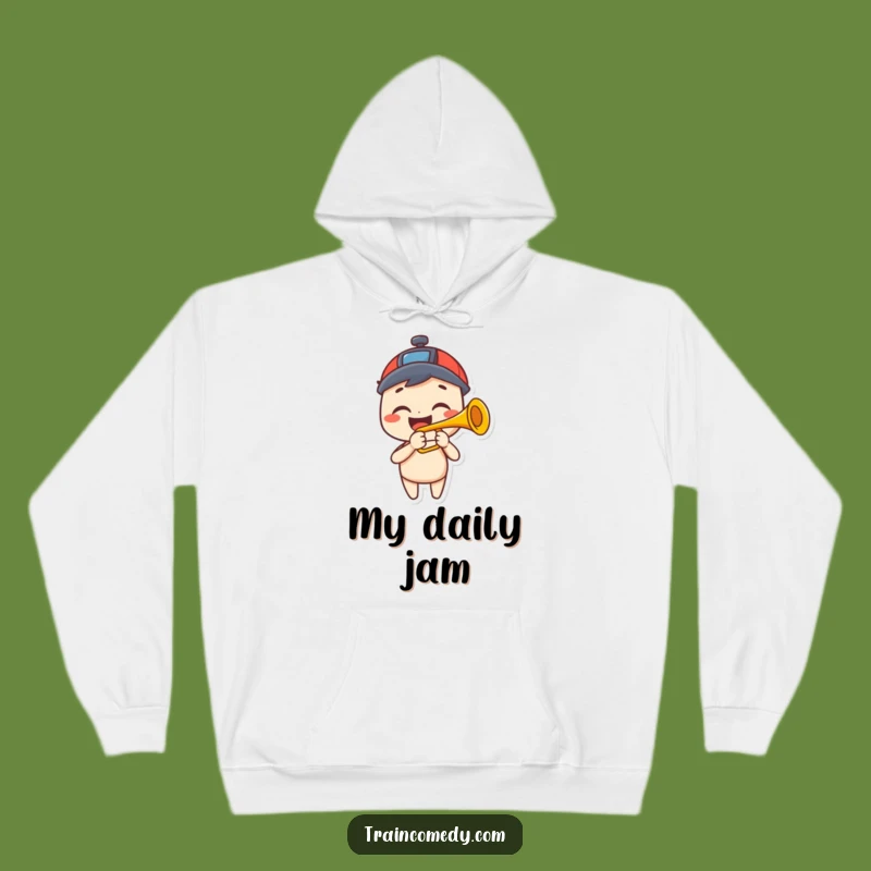 Funny Cozy Hoodie: Happy Train Horn Player, Big Grin, Perfect Funny Gift