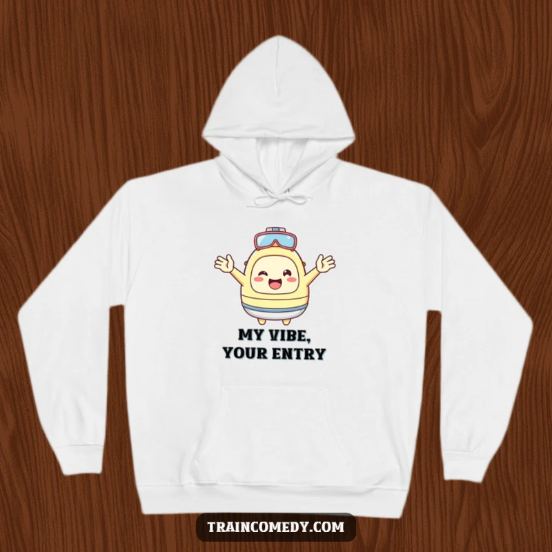 Funny Hoodie: Cheerful Kawaii character with open arms, ready to welcome, perfect for cozy vibes, a funny gift.