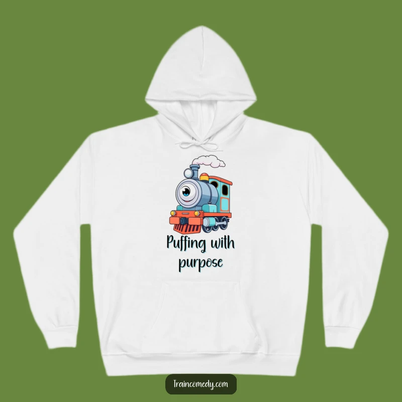 Funny Train Engine Hoodie: Excited Puffer Comfort - Cozy Funny Gift!