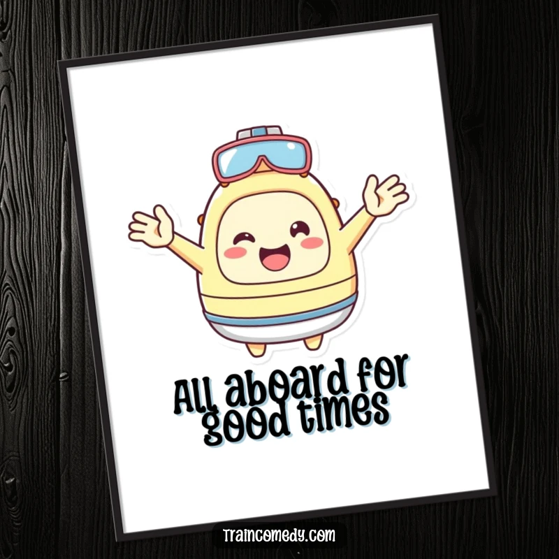 Funny Free Printable Wall Art: A cheerful Kawaii character stands with arms wide open, inviting warmth and joy into any space.
