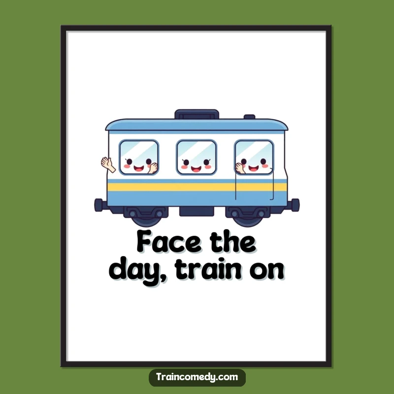 Free Printable Cheerful Train Smiling Faces Wall Art - Funny Downloadable Decor