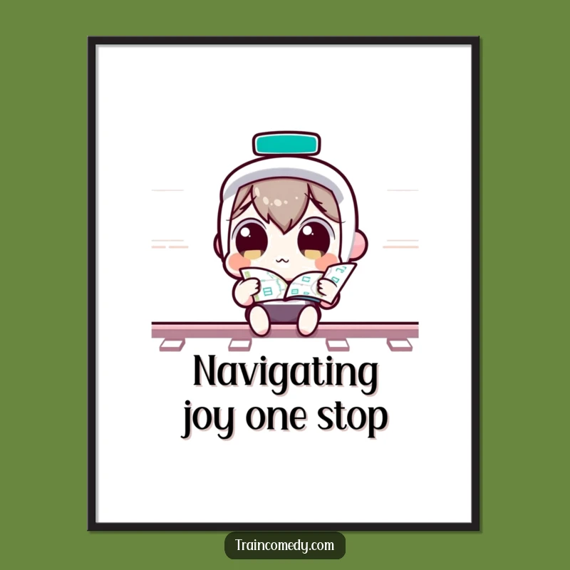 Free Printable Kawaii Train Map Art: Curious Character Wall Decor Downloadable Gift