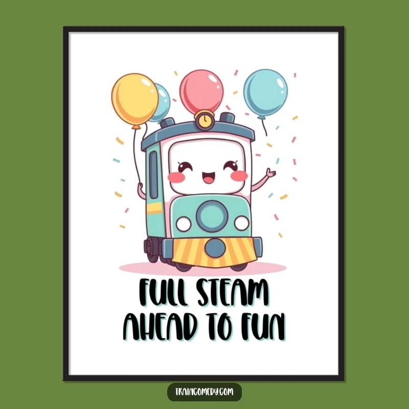 Free Printable Kawaii Train Wall Art: Festive, Funny, Downloadable Train Decor