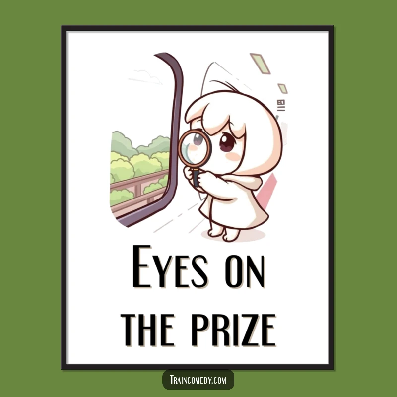 Free Printable Wall Art: Curious Train Window Observer - Funny Downloadable Gift