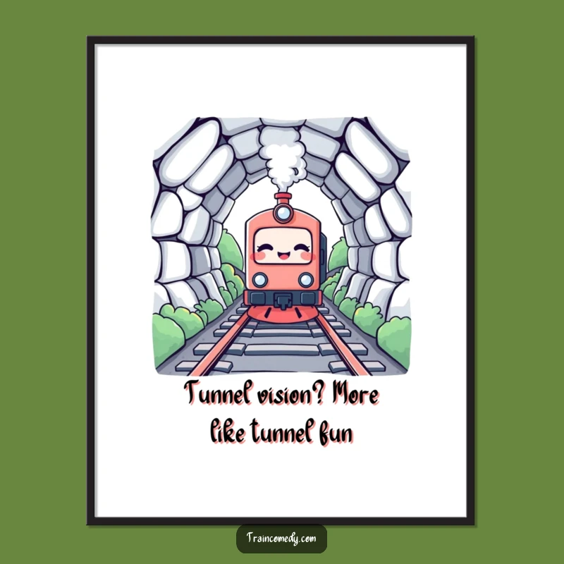 Free Printable Wall Art: Giggling Train Tunnel Adventure - Funny Downloadable Decor
