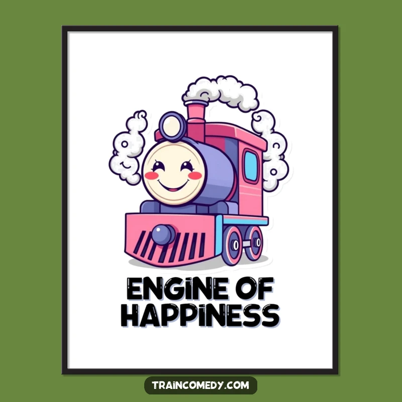 Free Printable Wall Art: Smiley Smoke Train Art, Funny Downloadable Decor for Cheerful Spaces