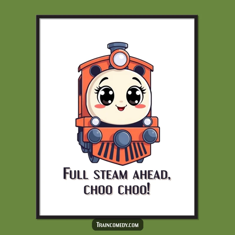 Free Printable Wall Art: Surprised Train Engine Funny Art Download