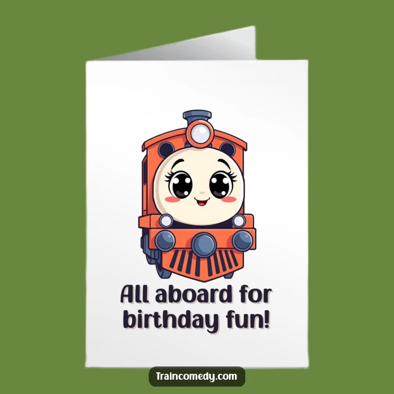 Free Printable Birthday Card: Surprised Train Funny Downloadable Gift