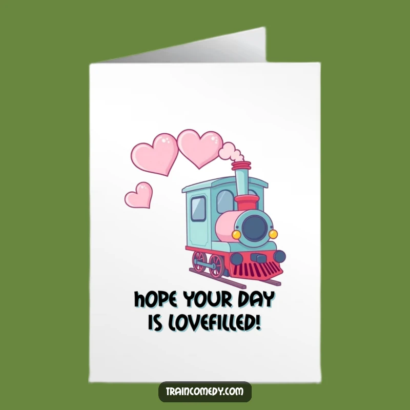 Free Printable Birthday Card: Kawaii Train Hearts Funny Downloadable Gift