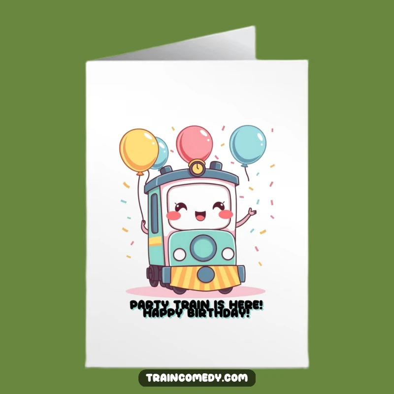 Free Printable Kawaii Train Birthday Card: Festive, Funny, Downloadable Train Gift