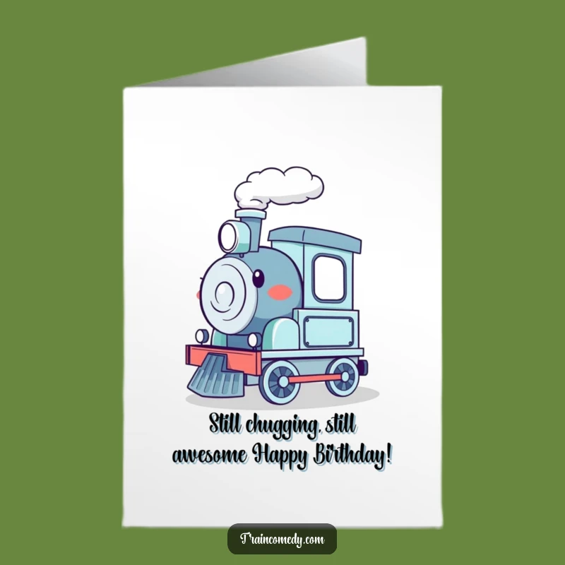 Free Printable Happy Birthday Card: Funny Choo-Choo Train Character Gift