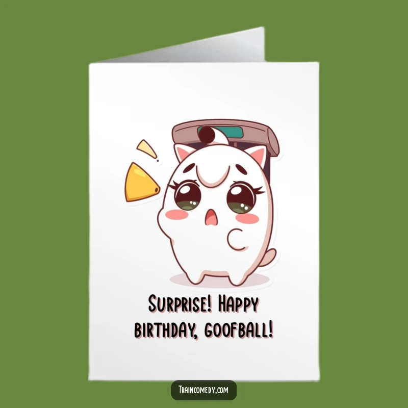 Free Printable Kawaii Surprise Card: Wide-eyed Character Birthday Shock Downloadable