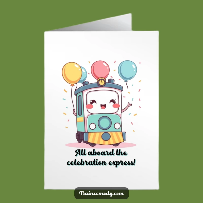 Free Printable Kawaii Train Congrats Card: Festive, Funny, Downloadable Train Gift