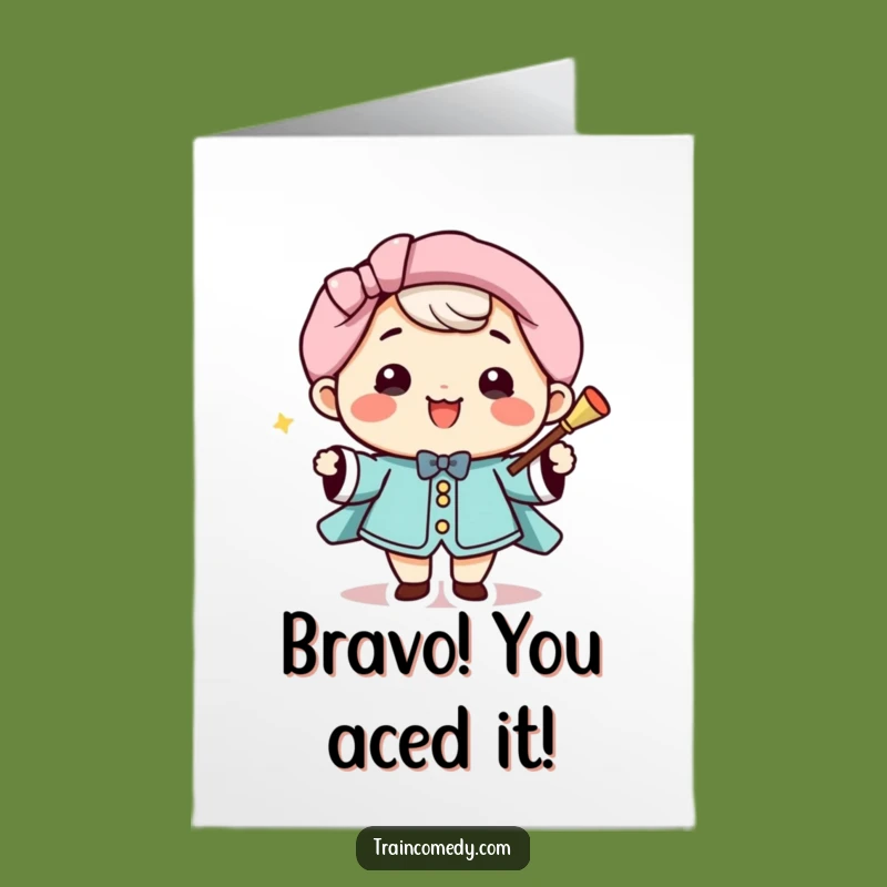 Free Printable Kawaii Conductor Card: Big Smile Congrats Downloadable Gift for Success