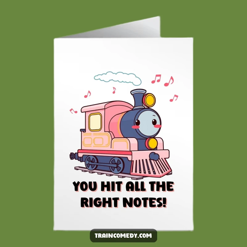 Free Printable Congrats Card: Musical Train Success - Cheerful Tune Downloadable Gift