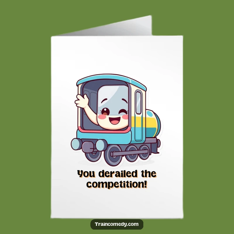 Free Printable Congrats Card: Waving Train Character for a Joyful DIY Gift