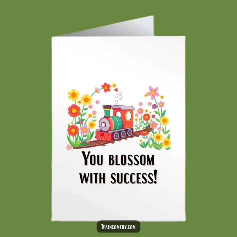 Free Printable Flower Train Congrats Card: Celebrate Growth with Downloadable Blooms!