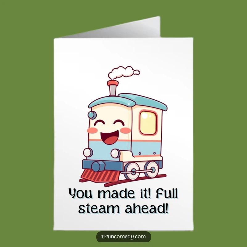 Free Printable Cheerful Train Congratulations Card - Humorous Downloadable Celebration