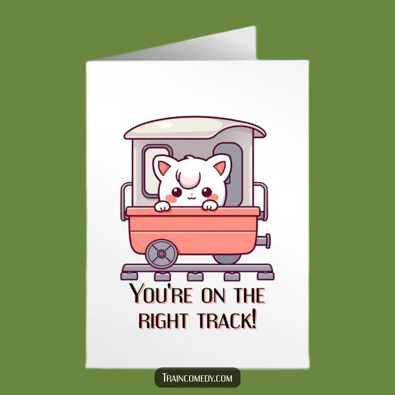 Free Printable Congrats Card: Playful Character Peeking Train, Downloadable Gift