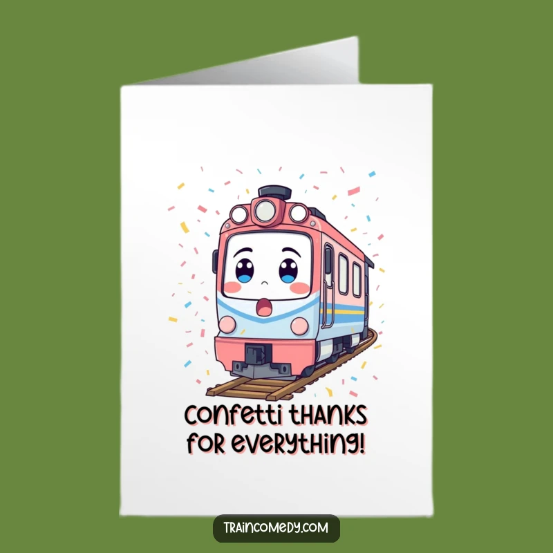 Free Printable Thank You Card: Confetti Train Thanks with a Surprising, Funny Twist