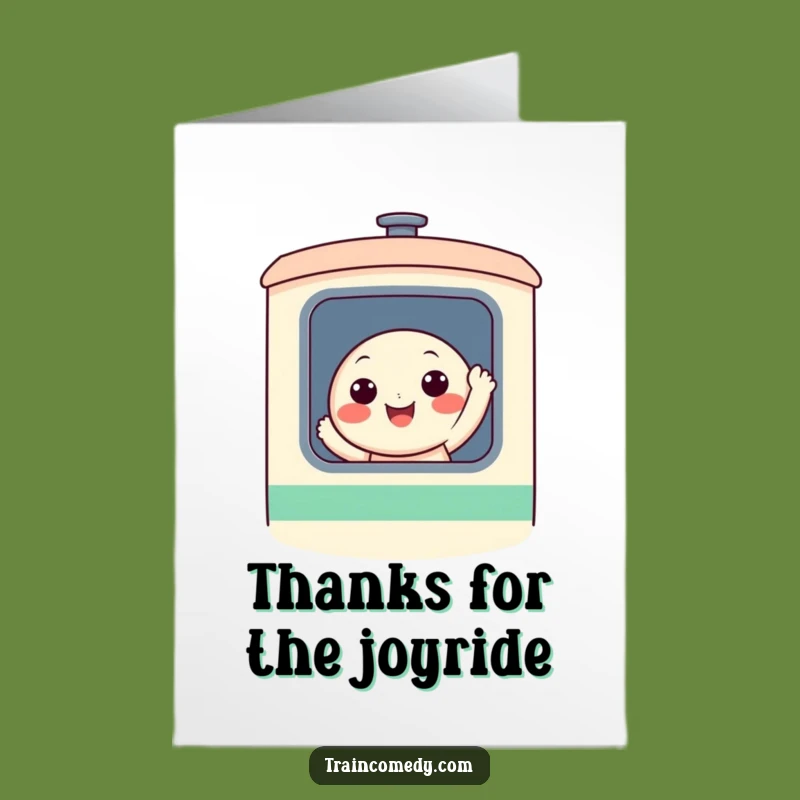 Free Printable Thank You Card: Smiling Train Character, Waving Thanks Downloadable Design