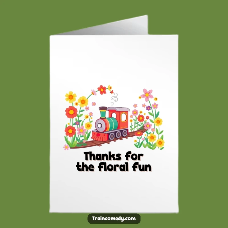 Free Printable Flower Train Thank You Card: Blooming Gratitude, Downloadable Charm!