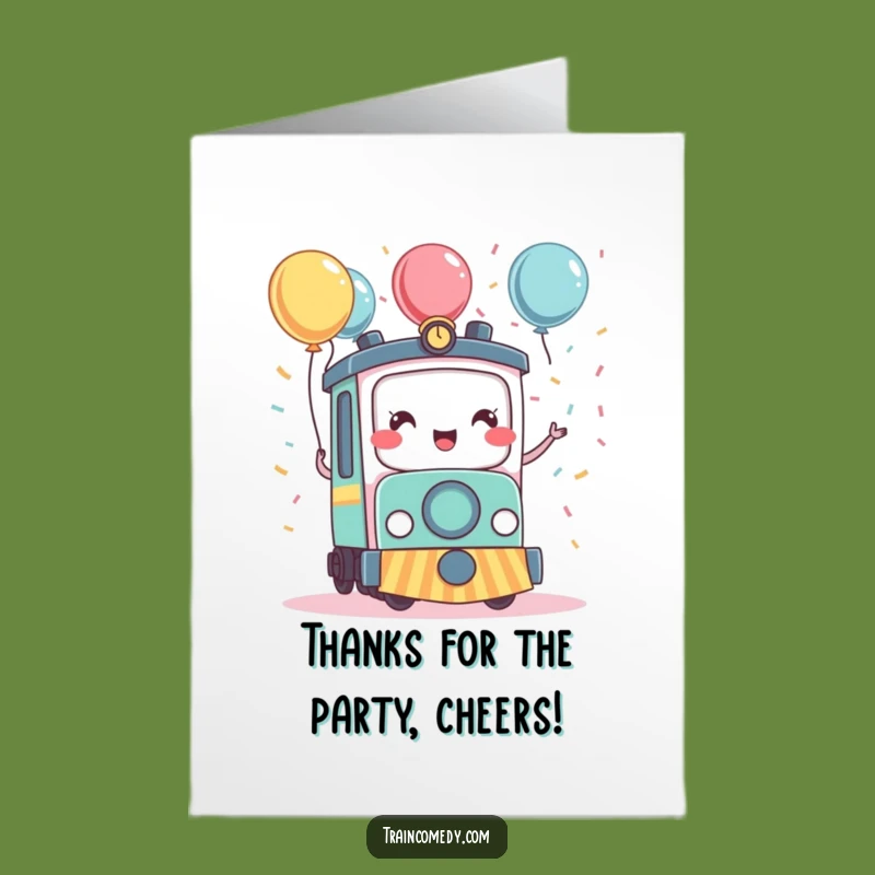 Free Printable Kawaii Train Thank You Card: Festive, Funny, Downloadable Train Gift