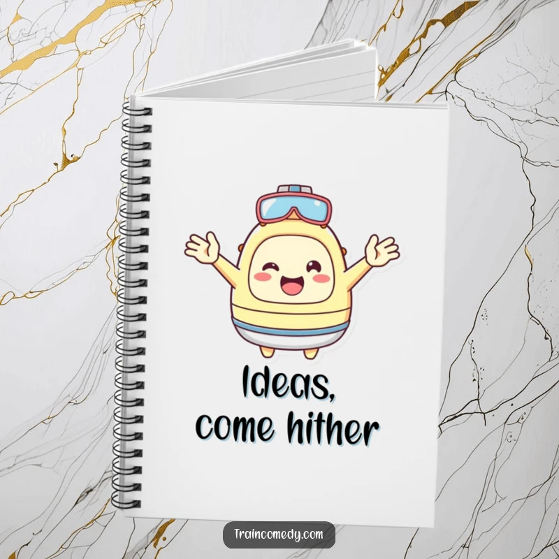 Funny Notebook: Cheerful Kawaii character with arms wide, perfect for jotting down invites and guest notes, a cute funny gift.