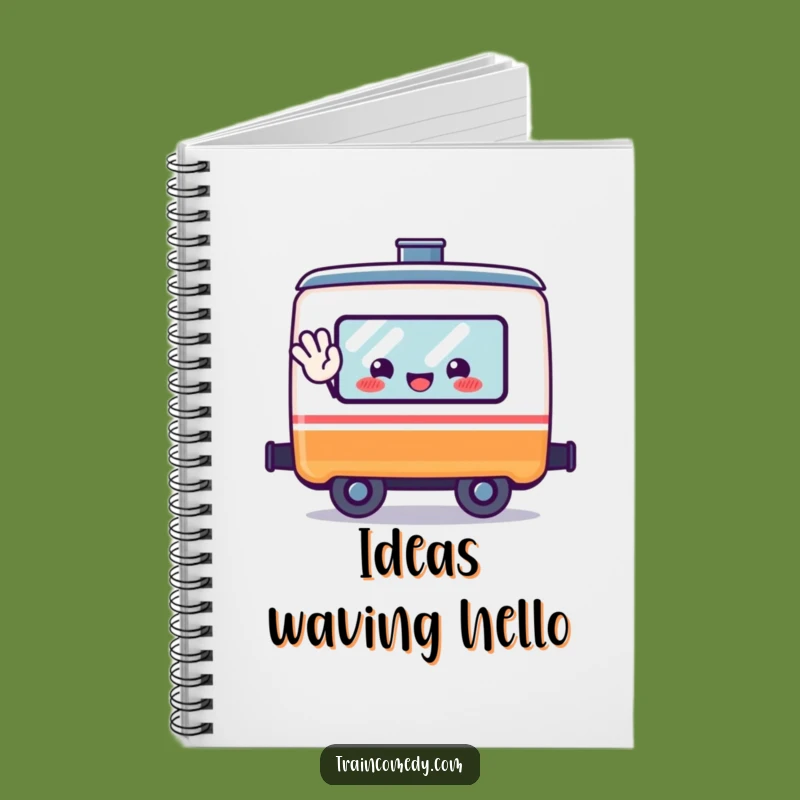 Funny Happy Train Car Notebook - Kawaii Waving Ideas Journal