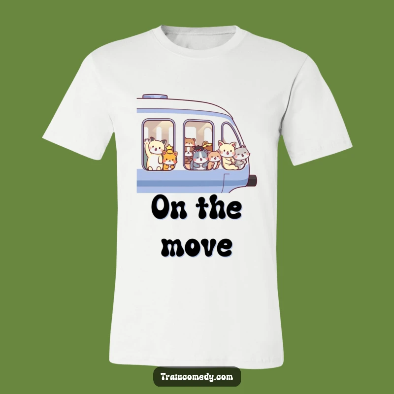 Funny Animal Train T-Shirt: Joyful Passengers Waving, Hilarious Gift Tee for Comfort Lovers