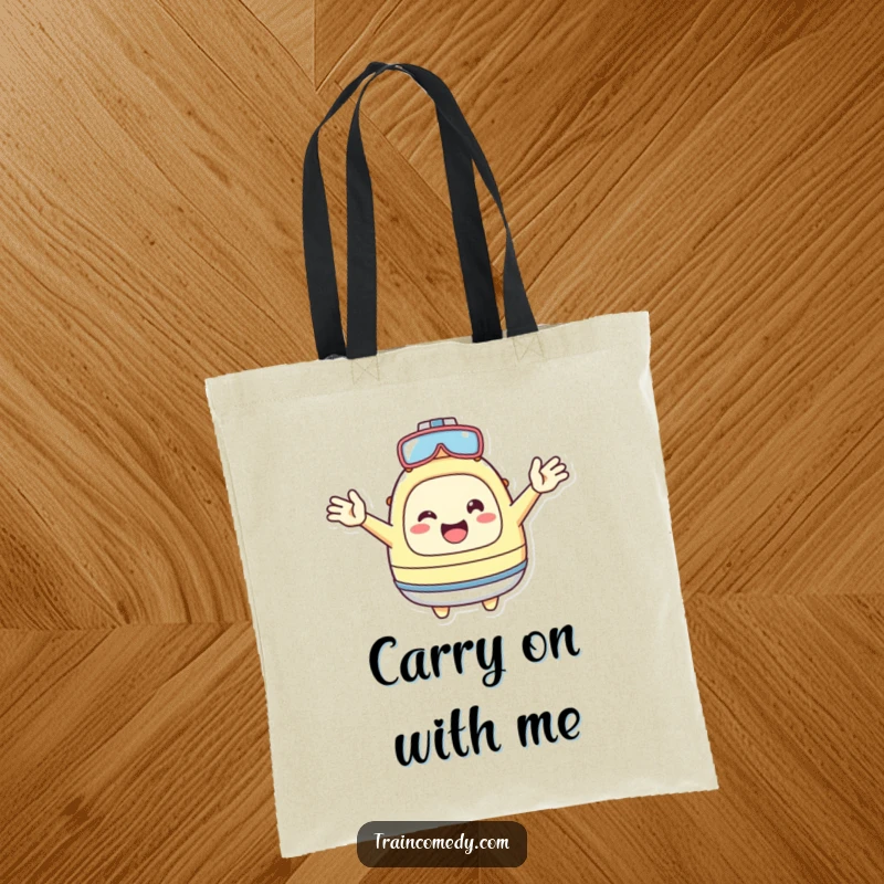 Funny Tote Bag: Welcoming Kawaii character with arms wide open, ready to greet, a functional and funny gift.