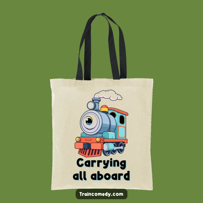 Funny Train Engine Tote Bag: Excited Puffer Journey - Practical Funny Gift!