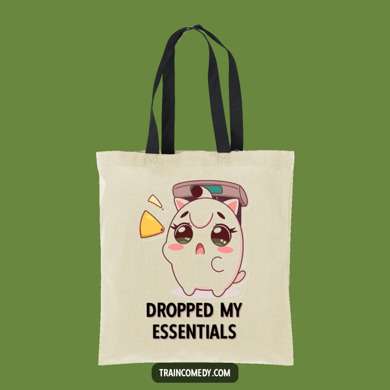Funny Kawaii Train Horn Tote Bag: Stylish surprised character bag, a perfect funny gift for errands.