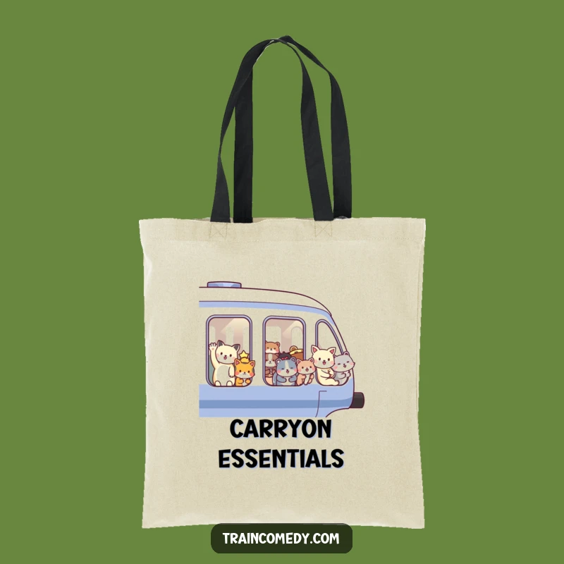 Funny Animal Train Tote Bag: Carry Your Goods with Happy Waving Passengers, Chic Gift
