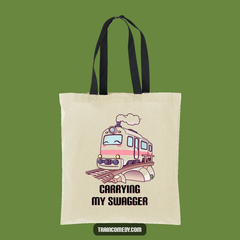 Funny Kawaii Train Tote Bag: Winking Bridge Carrier, Chic Funny Gift!