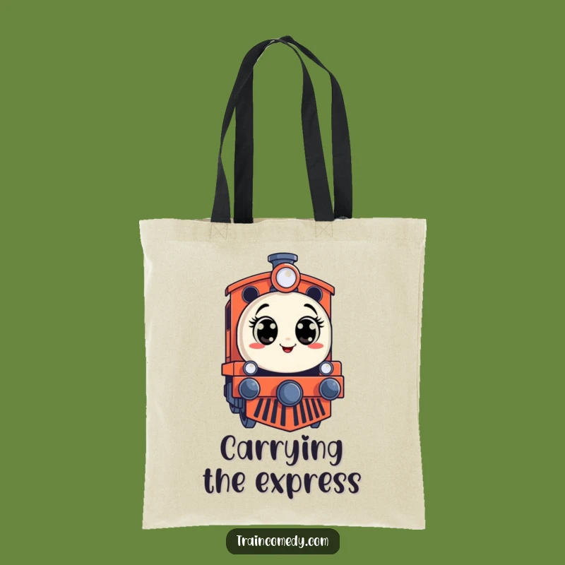 Funny Surprised Train Engine Tote Bag: Whimsical Carry-All, Perfect Funny Gift
