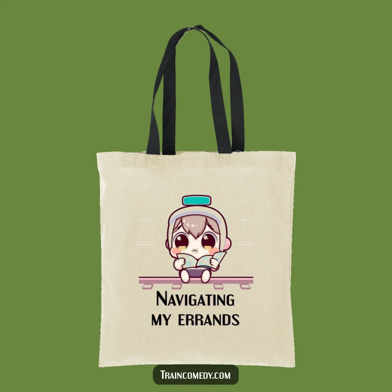 Funny Kawaii Train Map Tote Bag: Stylish curious character bag, a perfect funny gift for travelers.